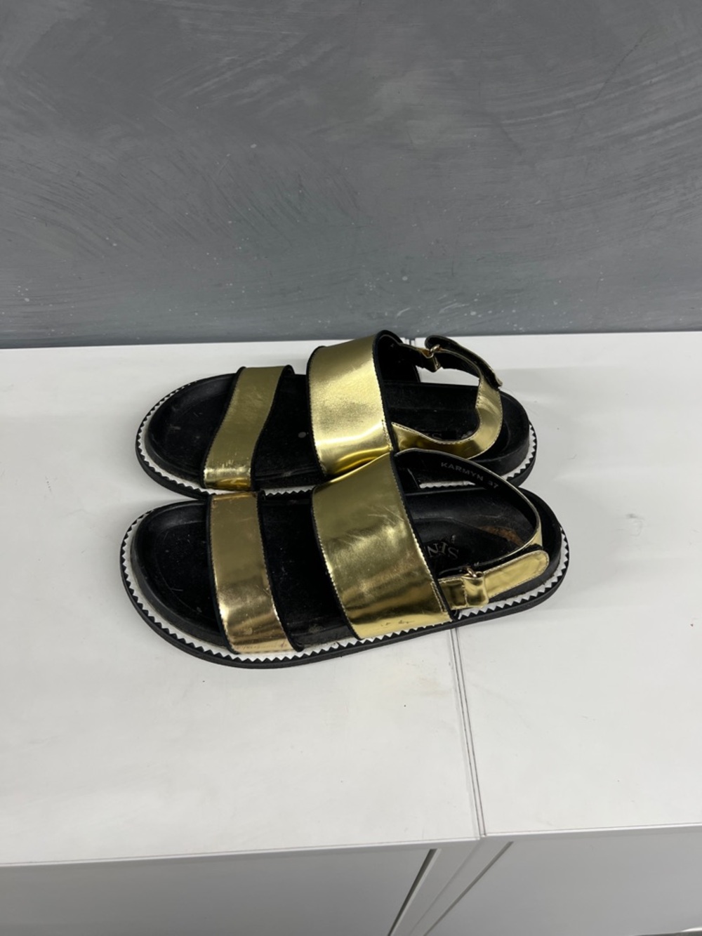 Metallic Gold Slide Sandals